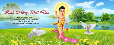 Phat Dan Vesak Buddha Baby Painting Landscsape Nature Background